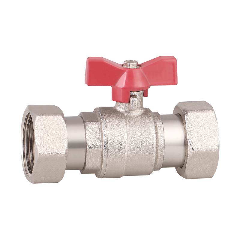 GH-1016 صمام كروي نحاسي مزدوج الدوران بمقبض فراشة