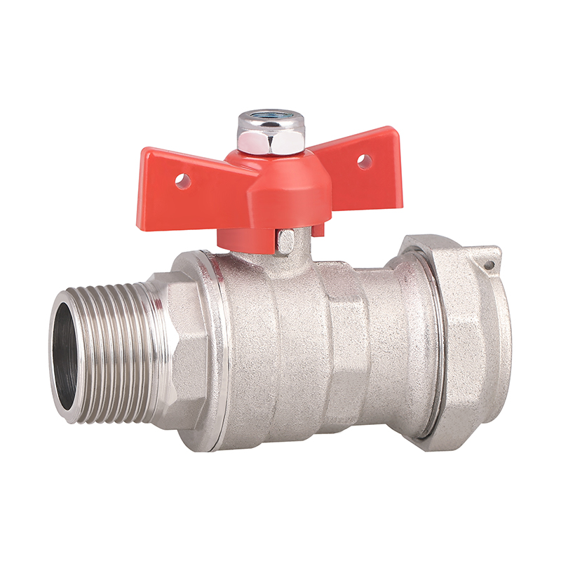 GH-1017 صمام كروي ذكر مطروق من النحاس المطلي بالنيكل بمقبض فراشة