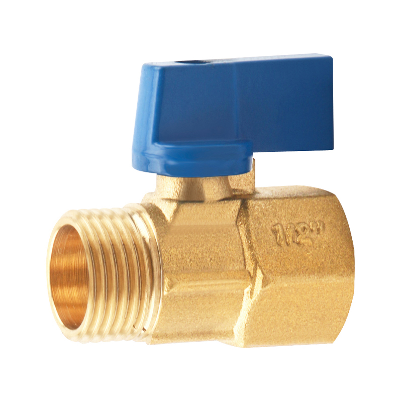 GH-1020 صمام كروي صغير من النحاس الأصفر، مقبض أزرق/أحمر